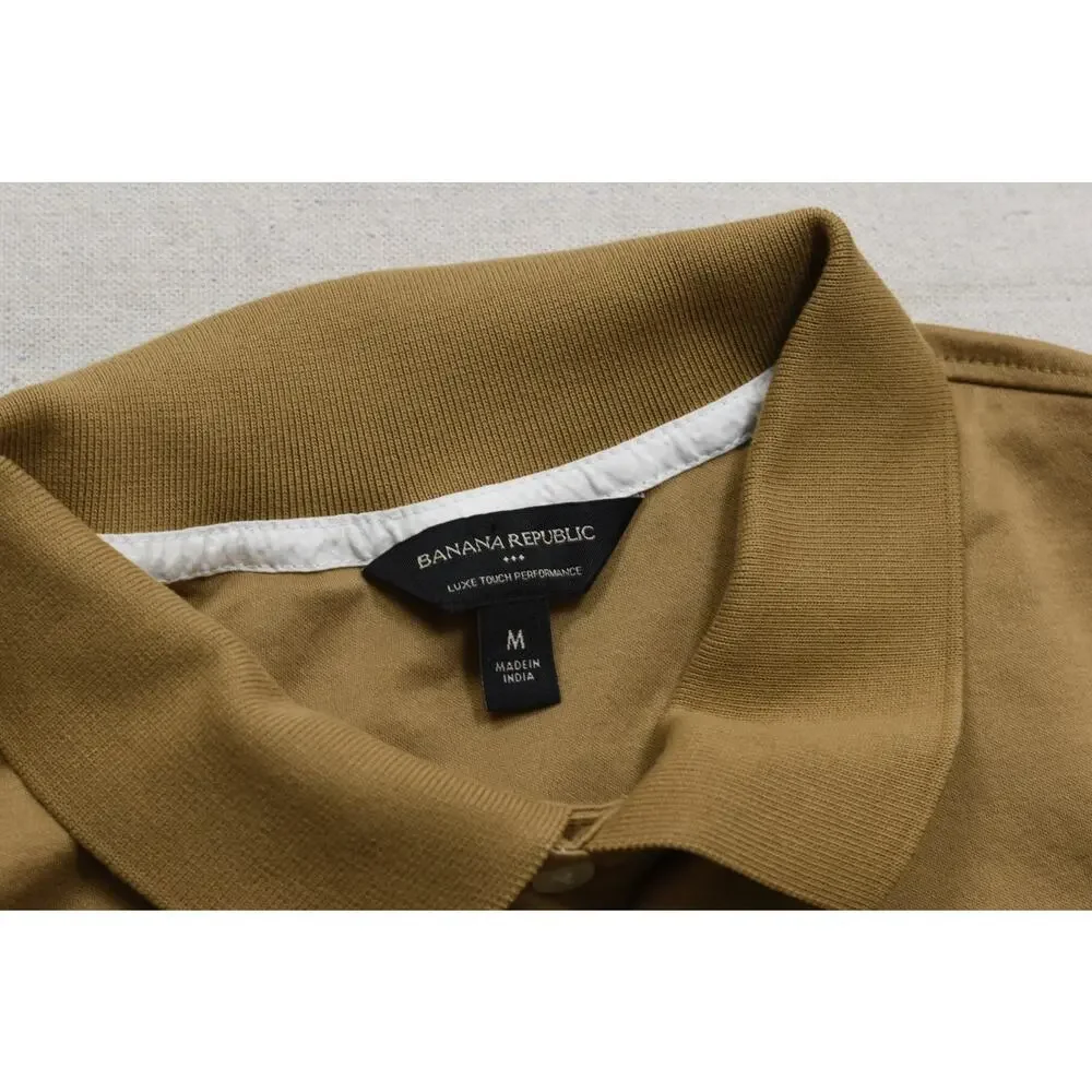 Banana Republic Luxe Touch Performance Polo Shirt Men's Size Medium M Gold Tan
